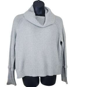 41 HAWTHORN Gray  Sharon Cowl Neck  Waffle Stitch Sweater